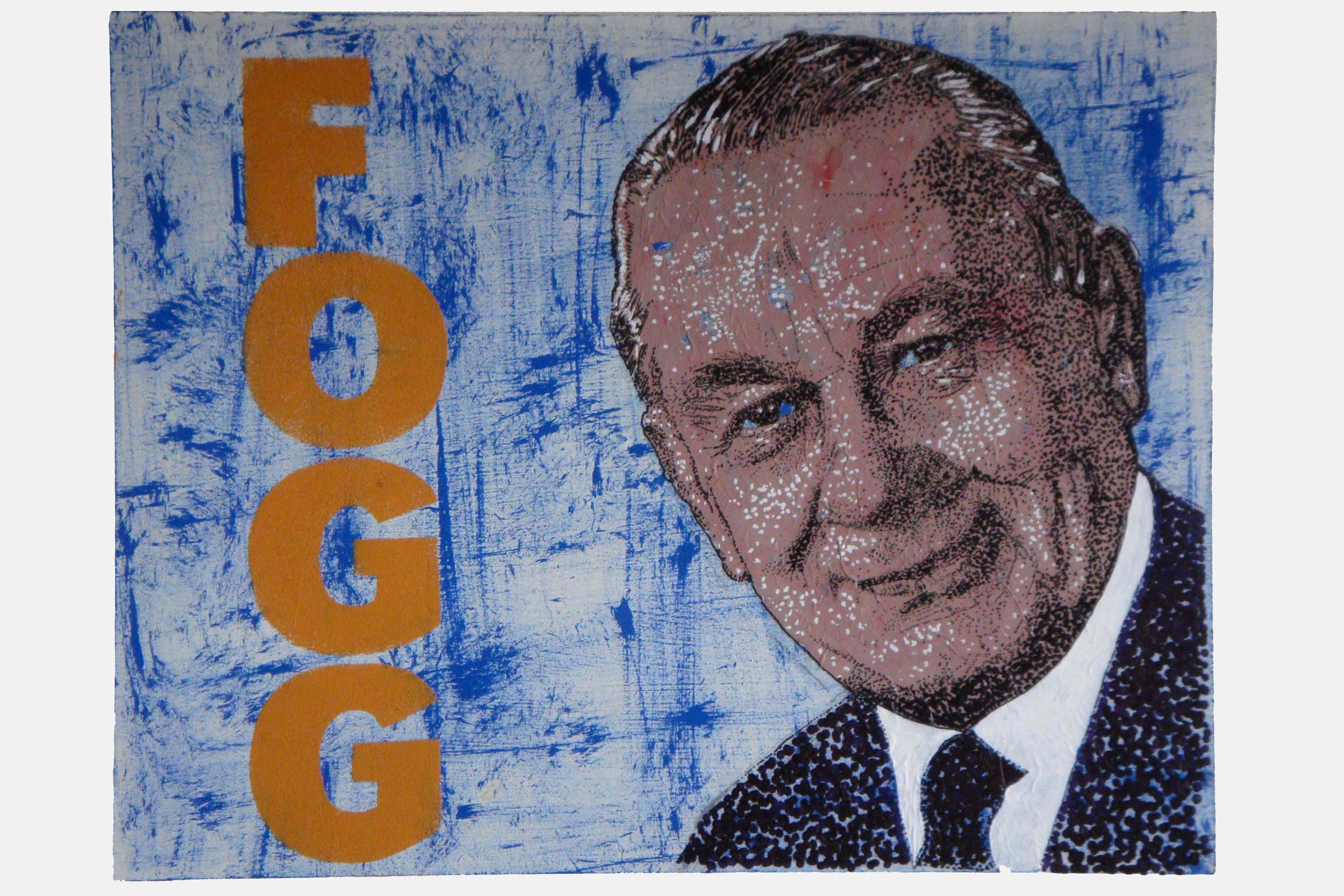 FOGG BELLAPHON RECORDS ???????<br>Mixed media on hardboard<br>??? x ???cm