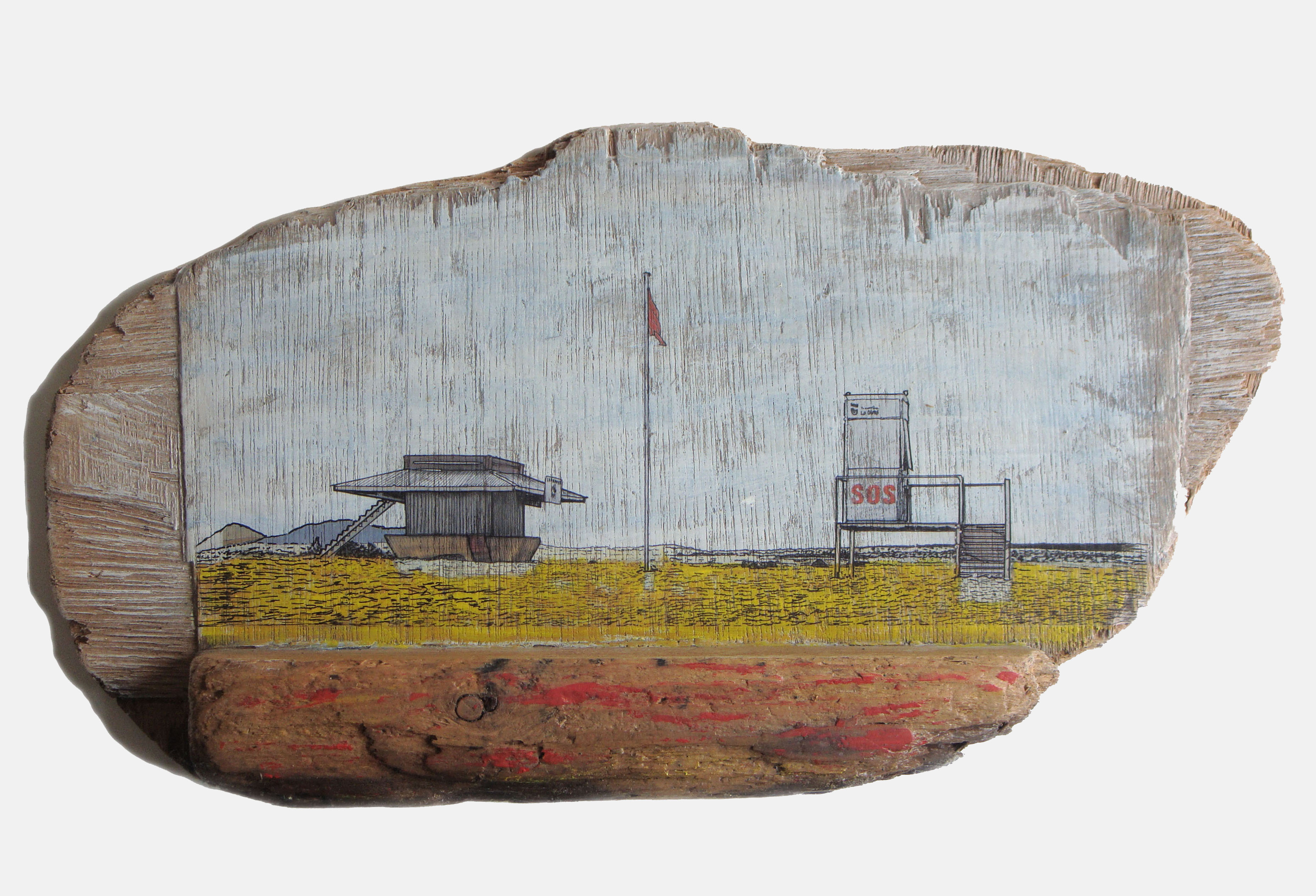 RED FLAG?????????<br>Mixed media on driftwood<br>??? x ???cm