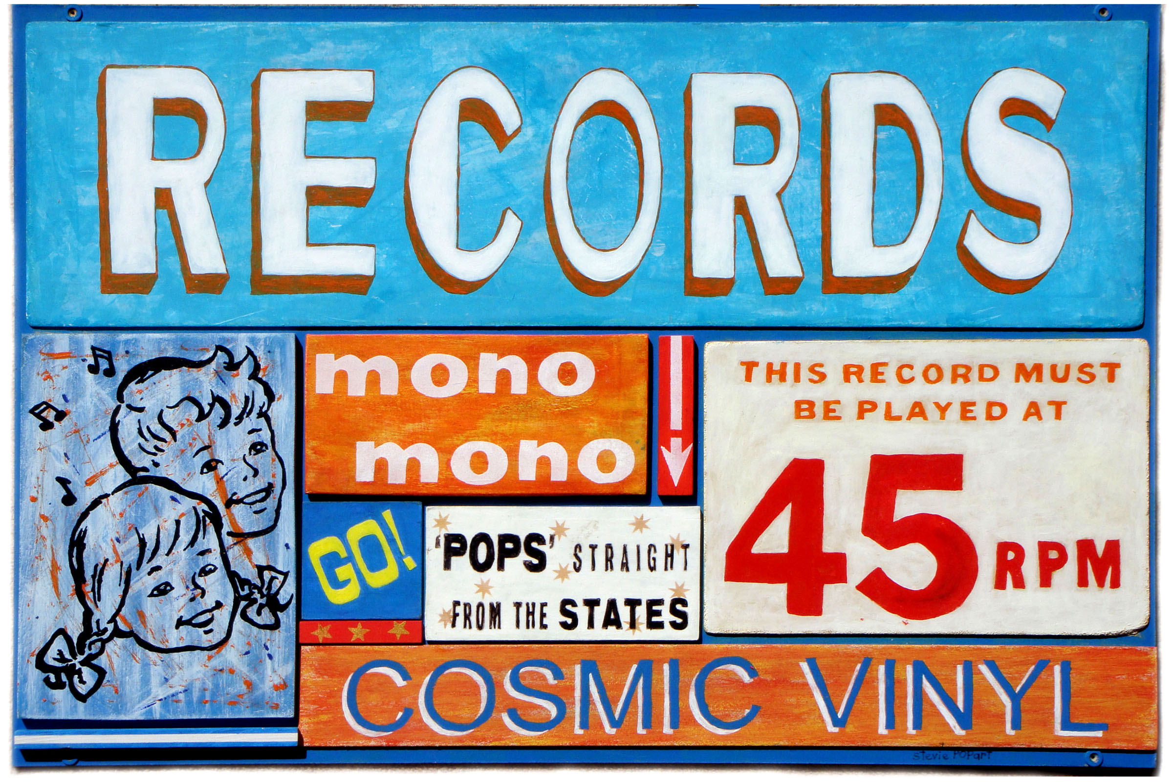 THIS RECORD MUST BE PLAYED<br>Acrylic paint on Plywood<br>80 x 53.5cm