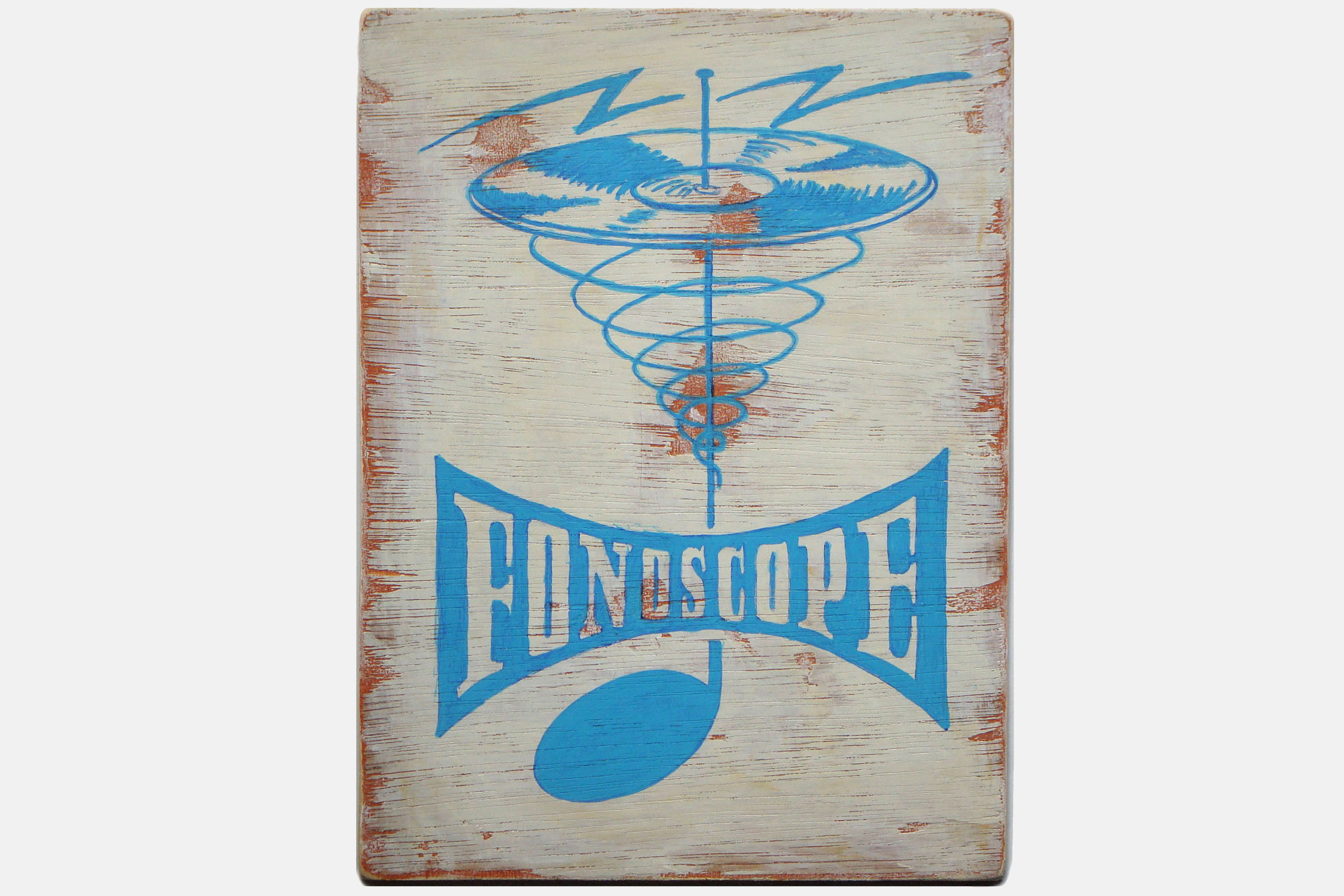 FONOSCOPE<br>Acrylic paint on Plywood<br>22.5 x 30.5cm