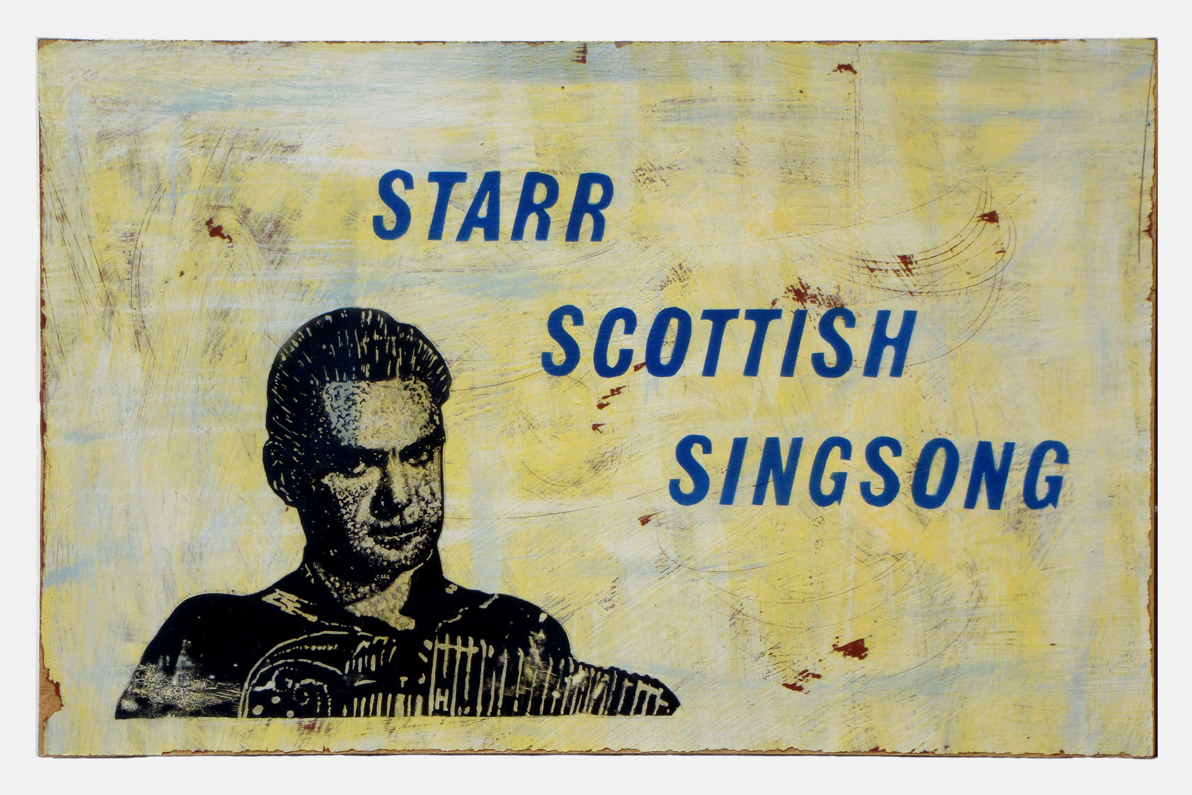 SCOTTISH SINGSONG<br>Mixed media on hardboard<br>46 x 29cm