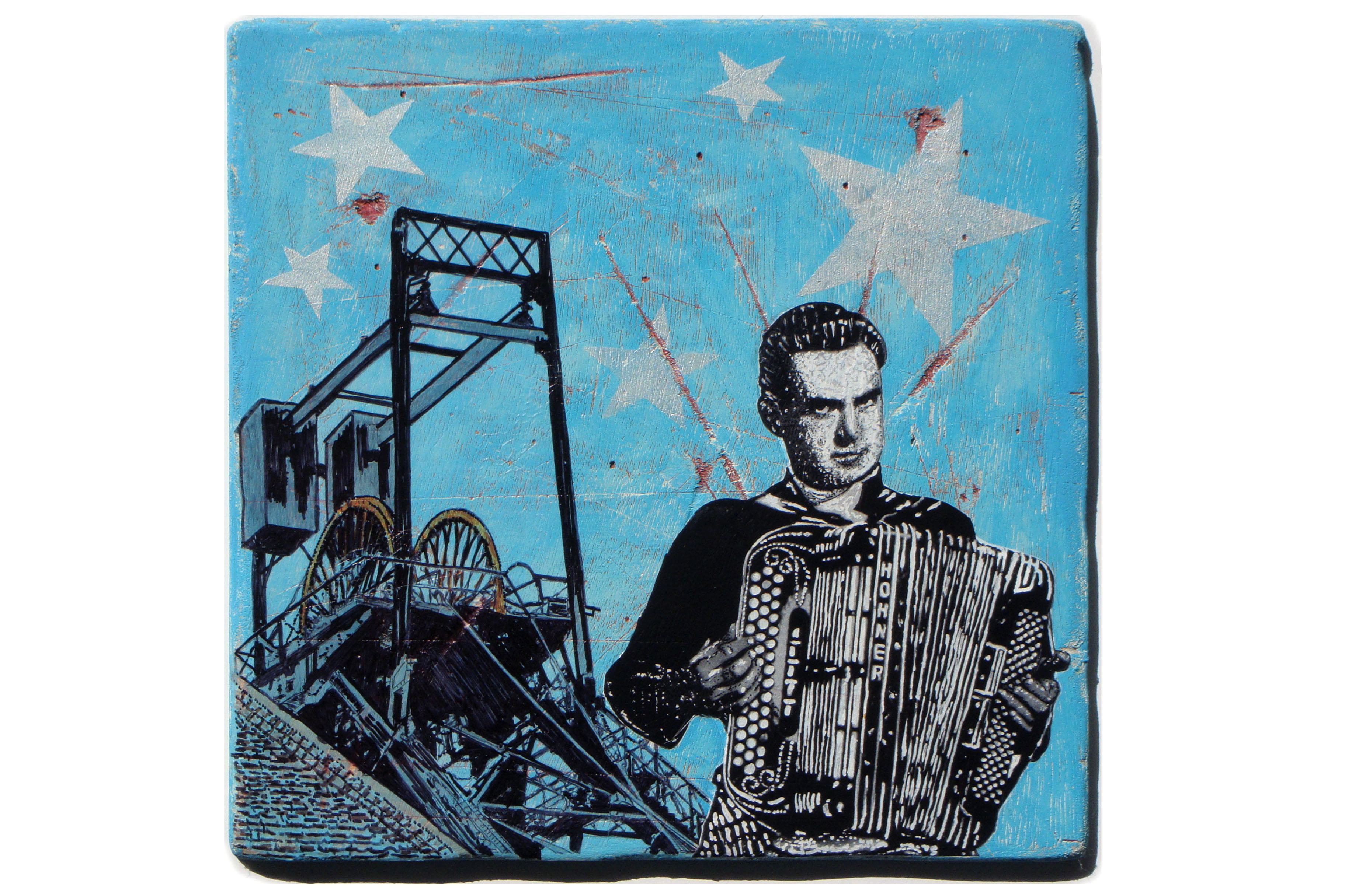 WILL STARR<br>Mixed media on plywood<br>34 x 34cm