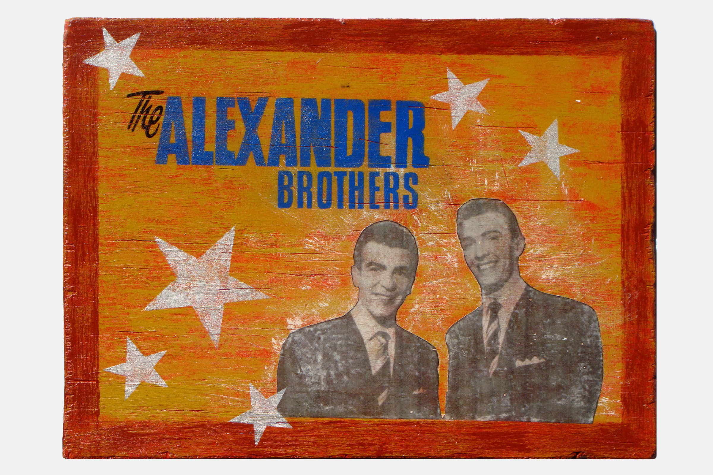 TOM AND JACK<br>Mixed media on plywood<br>48 x 36cm