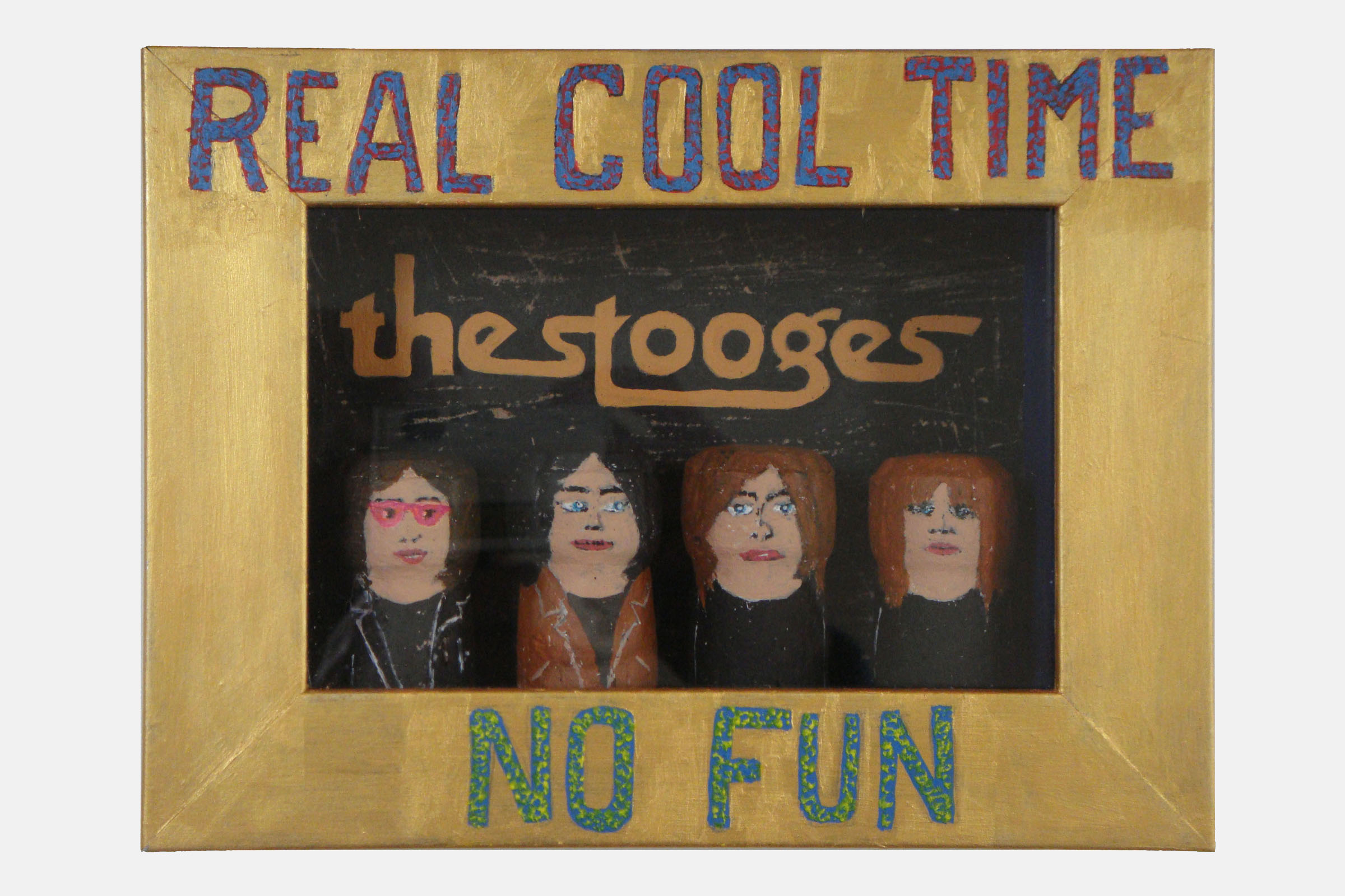 STOOGES<br>Mixed media and corks. Framed.