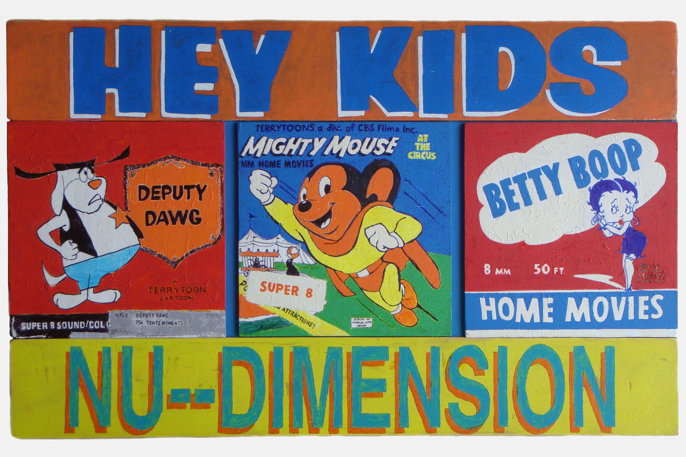 HEY KIDS<br>Mixed media on board<br>61 x 37cm