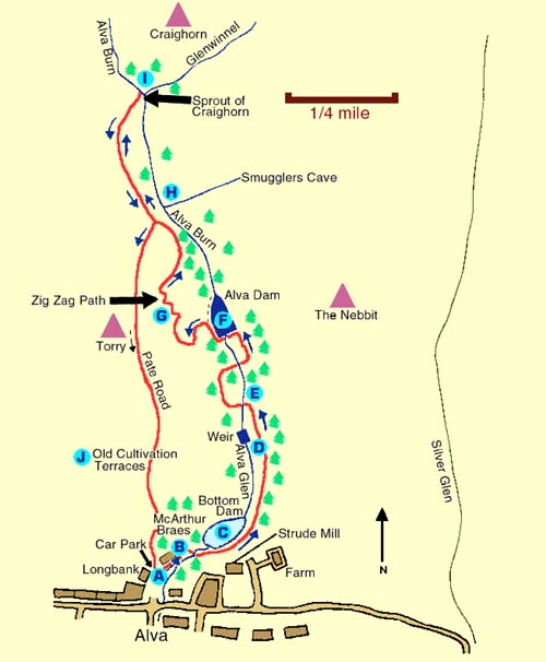 map of alva glen walk in the ochils near stirling and clackmannan